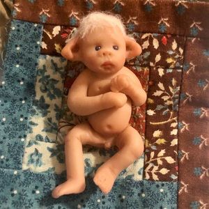 OOAK Polymer Clay Hand Sculpted Elf Baby Boy 2.5”
